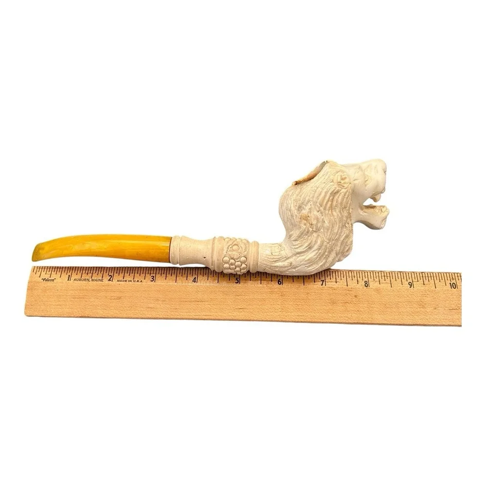 VTG Hand Carved Meerschaum Lion‎ Smoking Pipe